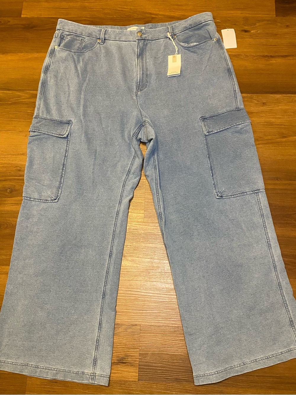 Good American Light Blue Denim Cargo Pants
